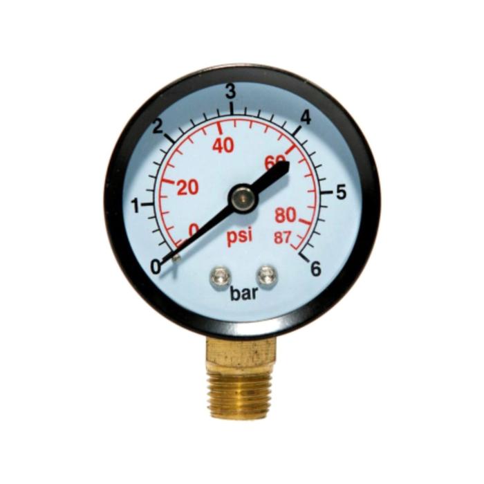 Манометр VIEIR, радиальный, 0-6 атм, d=50 мм, наружная резьба 1.4″ - Фото 1