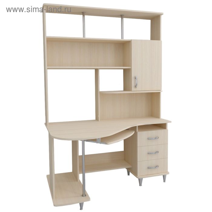 Стол компьютерный Альфа-2 Левый Дуб молочный - Фото 1
