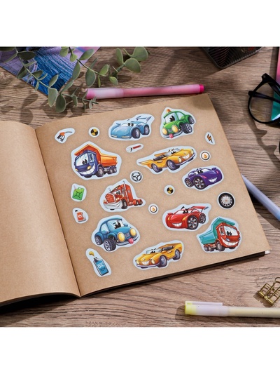 Наклейки детские бумажные «Крутые тачки», 10 х 14 см