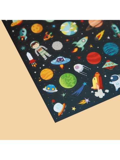 Наклейки детские бумажные «Космическое путешествие», 11 × 15.5 см