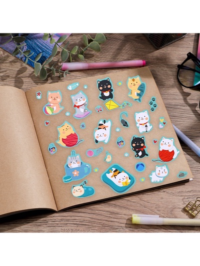 Наклейки детские бумажные «Милые пушистики», 11 × 15.5 см