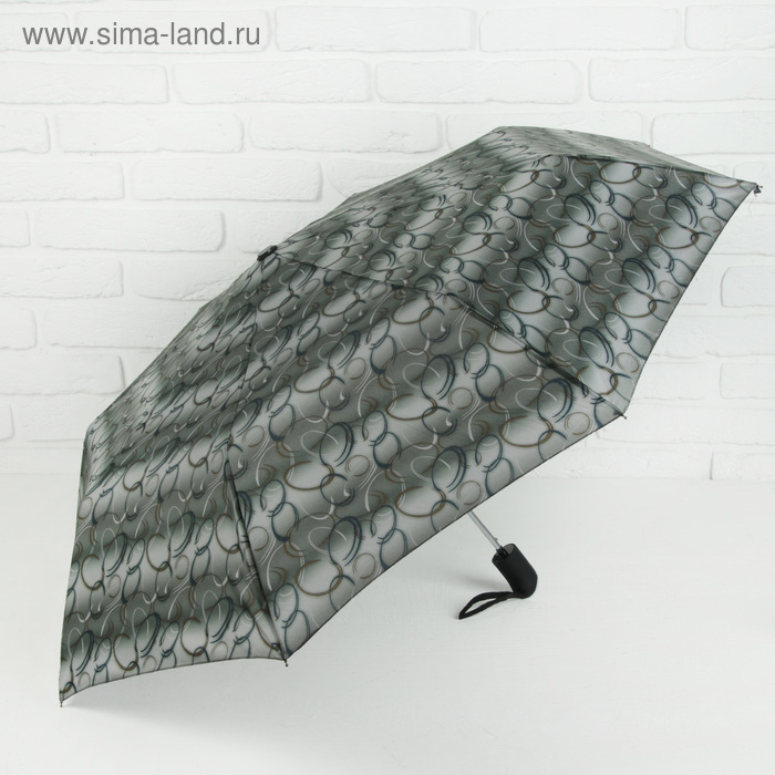 Зонт полуавтоматический «Кольца», 3 сложения, 8 спиц, R = 55 см, цвет серый/зелёный - Фото 1