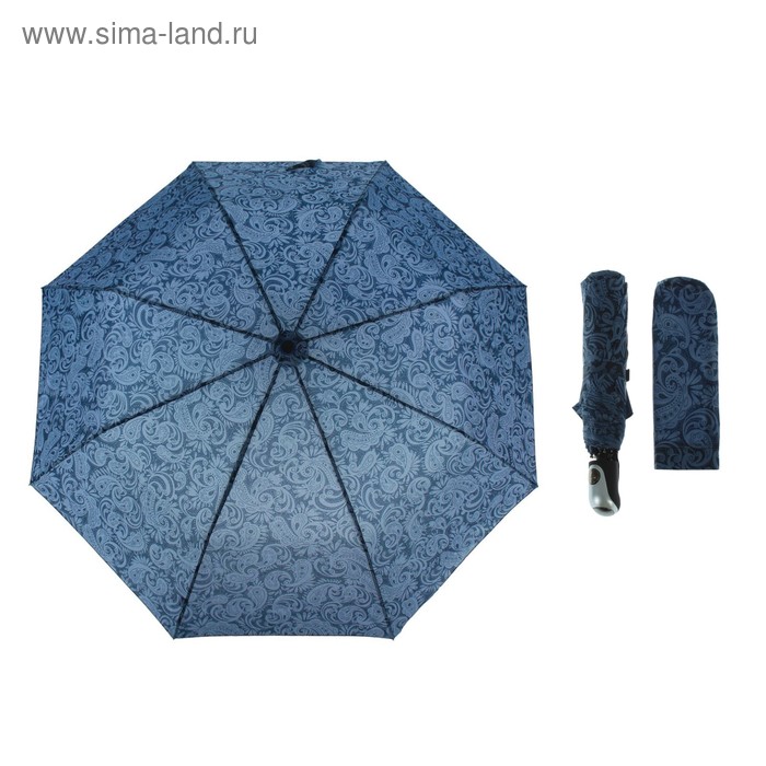 Зонт полуавтоматический «Огурцы», 3 сложения, 8 спиц, R = 55 см, цвет тёмно-синий - Фото 1