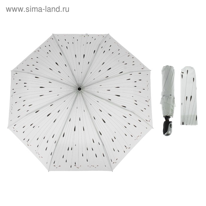 Зонт полуавтоматический "Капли", R=55см, цвет белый - Фото 1