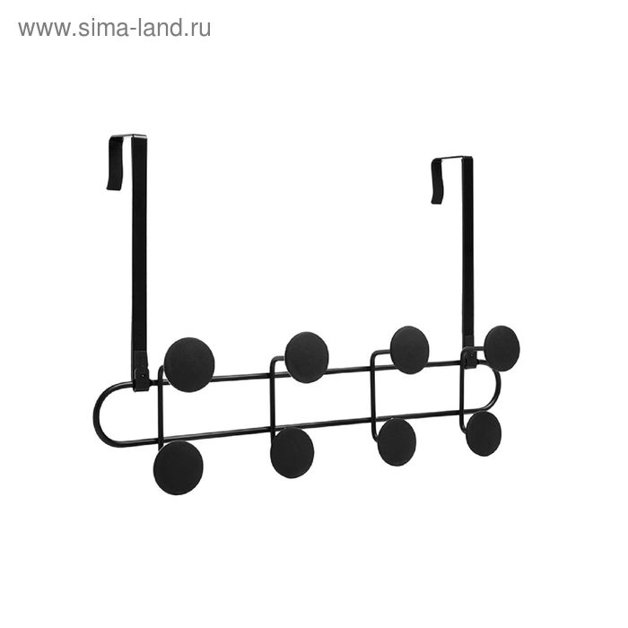 Вешалка надверная Yook, 8 крючков, чёрная - Фото 1