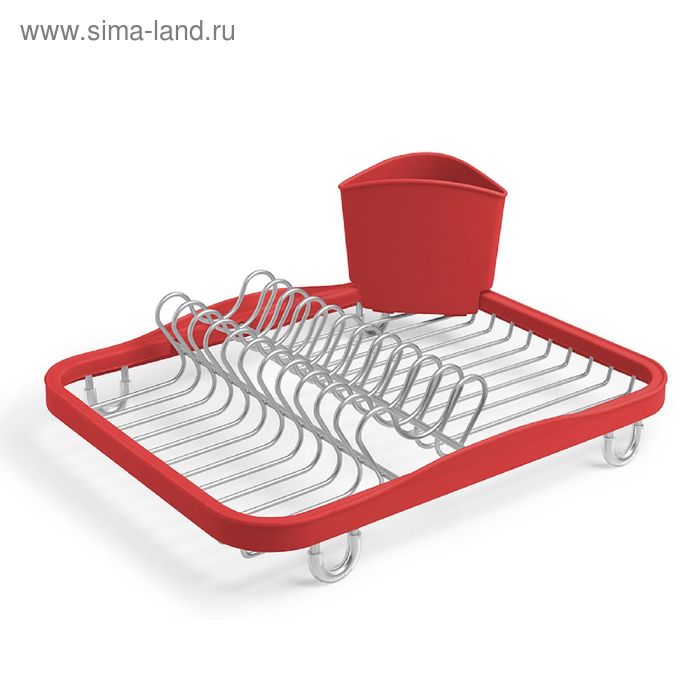 Сушилка для посуды Sinkin, красная, никель - Фото 1