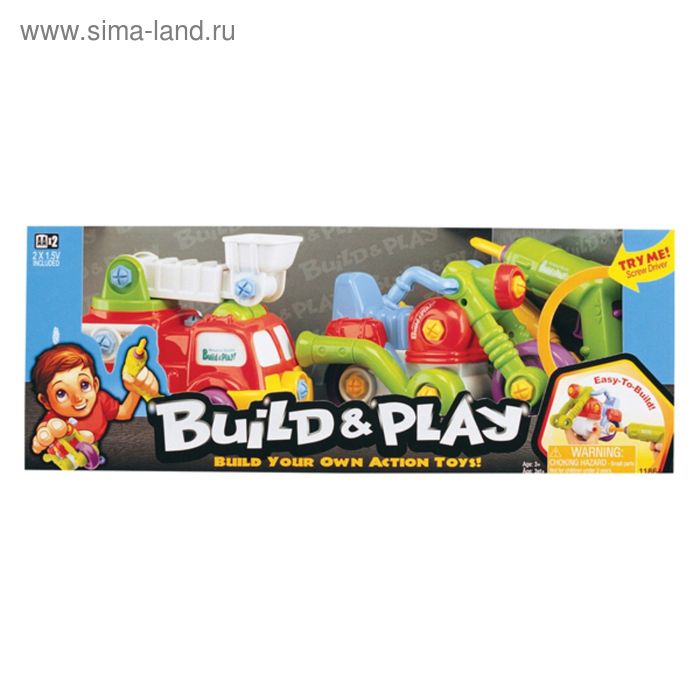 Игровой набор Build'N'Play подъемник и мотоцикл - Фото 1