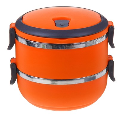 УЦЕНКА Ланч - бокс «Свежесть», 1.4 л, 2 тарелки, внутри металл, микс