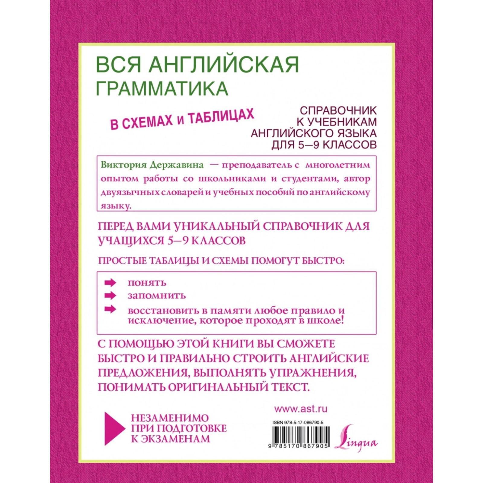 Вся английская грамматика в схемах и таблицах: справочник для 5-9 классов.  Державина В. А. (2112784) - Купить по цене от 263.00 руб. | Интернет  магазин SIMA-LAND.RU