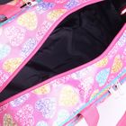 Сумка дорожная на молнии, 1 отдел, 2 наружных кармана, длинный ремень, цвет розовый/разноцветный - Фото 5