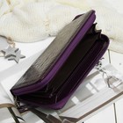 Кошелёк женский, 3 отдела, для карт, наружный карман, ручка, кайман фиолетовый - Фото 3