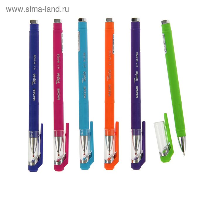 Ручка шариковая Mazari Tenero Smart Ink, 0.7 мм, покрытие Soft, резиновый упор, синяя, корпус МИКС - Фото 1