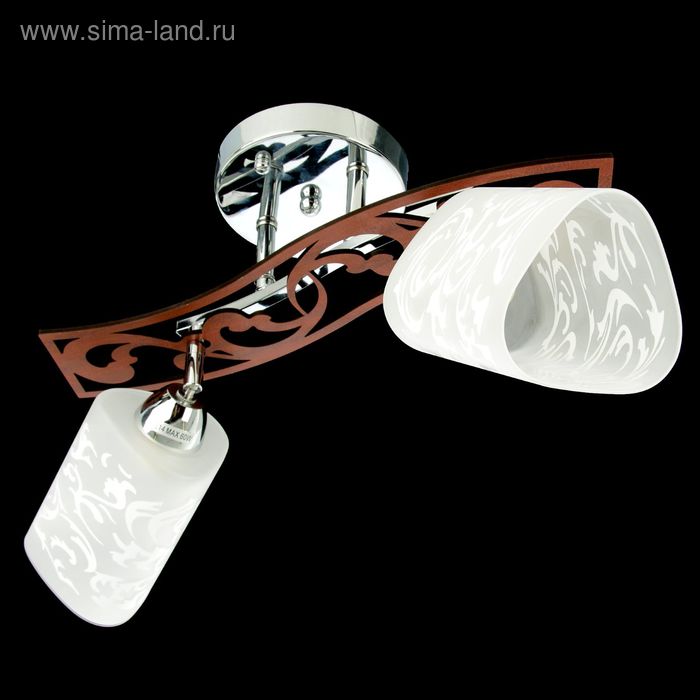 Люстра еврокаркас "Керри" 2 лампы 60W Е14 хром/коричневый 42х15х30 см - Фото 1