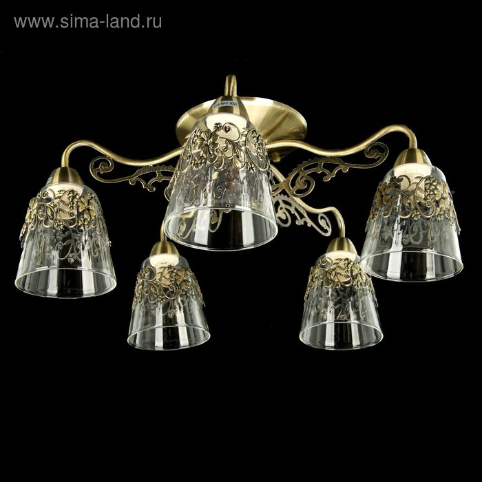 Люстра "Грютея" 5 ламп E14 60W античная бронза - Фото 1
