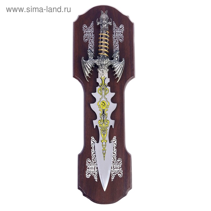 УЦЕНКА Панно на стену «Макет оружия: сувенирный меч на планшете. Лезвие резное», 41×16.5 см - Фото 1