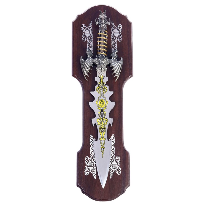 УЦЕНКА Панно на стену «Макет оружия: сувенирный меч на планшете. Лезвие резное», 41×16.5 см - Фото 1