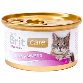 Влажный корм Brit Care для кошек, тунец и лосось, 80 г