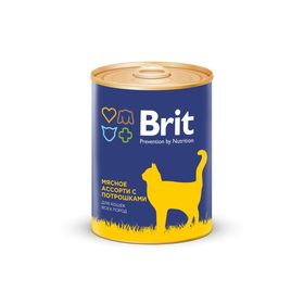 Влажный корм Brit Premium для кошек, мясное ассорти с потрошками, 340 г