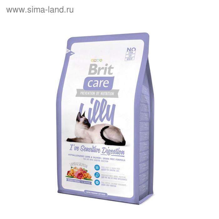Сухой корм Brit Care Cat Lilly Sensitive Digestion для кошек, 2 кг - Фото 1