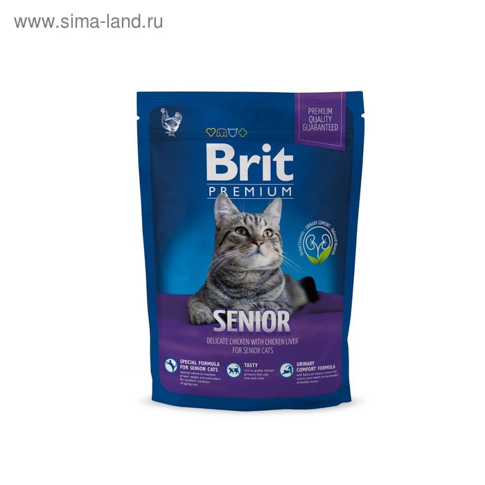 Сухой корм Brit Premium Сat Senior для пожилых кошек, курица и печень, 1.5 кг - Фото 1