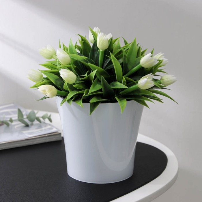 Кашпо для цветов со вставкой Santino «Арте», 1.2 л, пластик, бело-чёрное - Фото 1