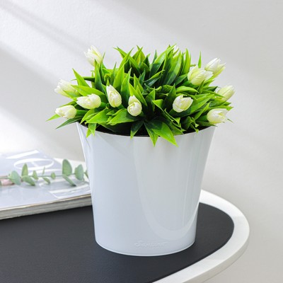 Кашпо для цветов со вставкой Santino «Арте», 2 л, пластик, бело-чёрное