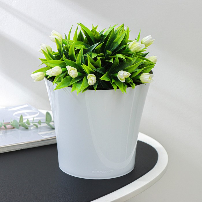 Кашпо для цветов со вставкой Santino «Арте», 3.5 л, пластик, бело-чёрный - Фото 1