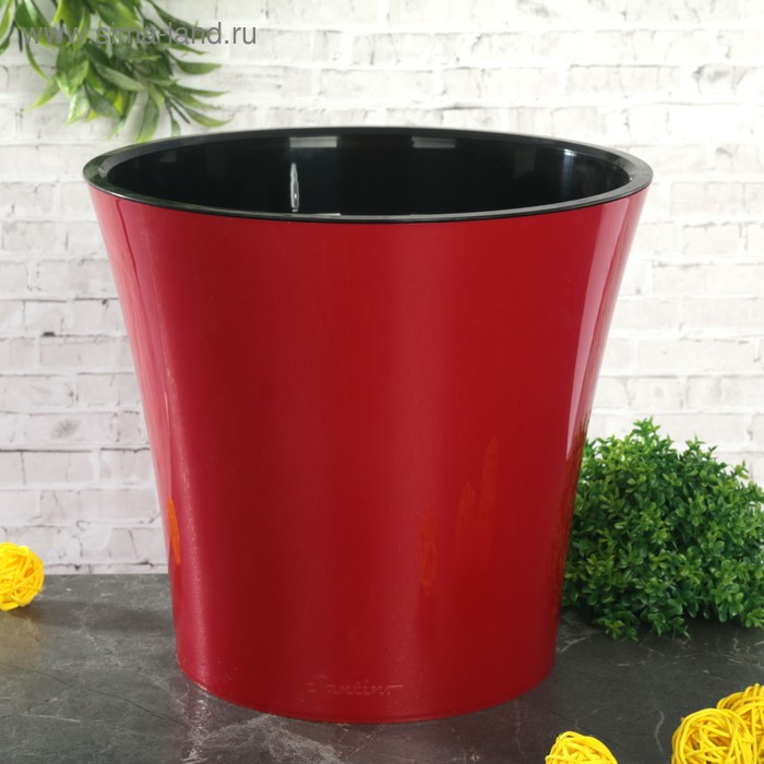 Кашпо для цветов со вставкой «Арте», 5 л, цвет красно-чёрный - Фото 1