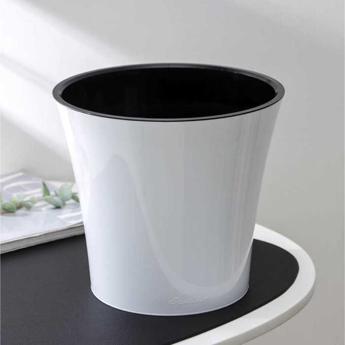 Кашпо для цветов со вставкой Santino «Арте», 5 л, пластик, бело-чёрный - Фото 1