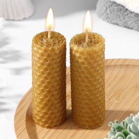 Набор свечей из вощины медовой с добавлением эфирного масла "Можжевельник" 8 см, 2 шт