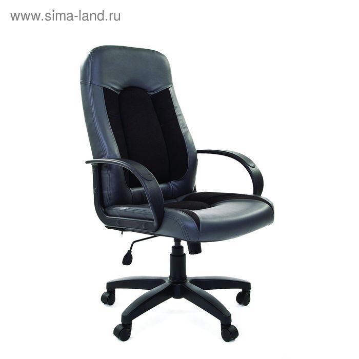 Кресло руководителя Chairman 429 экопремиум серый+ткань 10-356 черная - Фото 1