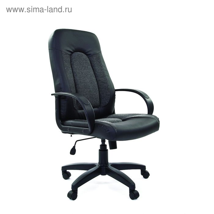 Кресло руководителя Chairman 429 экопремиум черный+ткань 20-23 серая - Фото 1