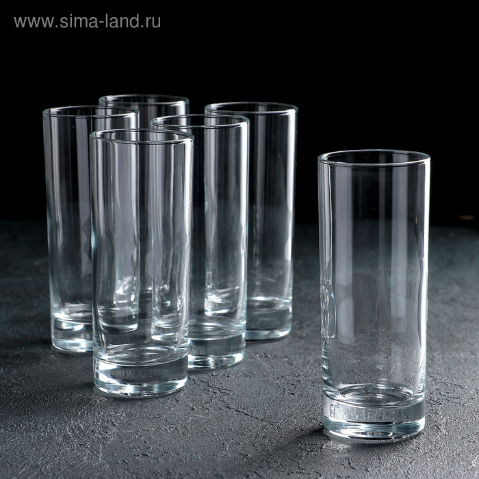 Набор высоких стеклянных стаканов Island, 330 мл, 6 шт - Фото 1