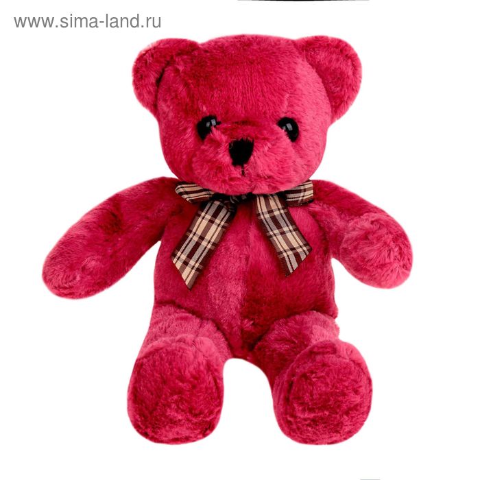Мягкая игрушка "Медведь с клетчатым бантом", 20 см, цвета МИКС - Фото 1