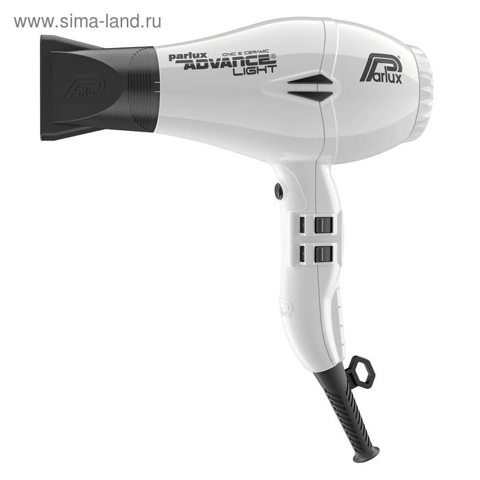 Фен Parlux Advance Light, 2200 Вт, 4 температурных режима, 2 скорости, 2 насадки, белый - Фото 1