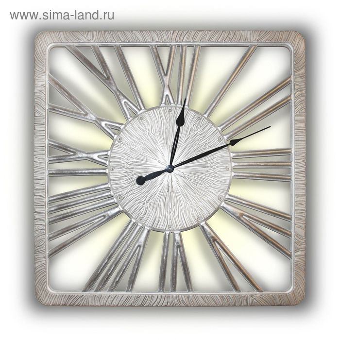 Часы TWINKLE NEW, древесина, серебристые 90х90х6 см - Фото 1