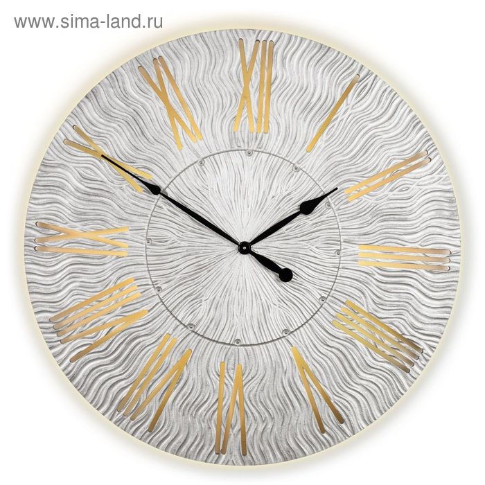 Часы TWINKLE, древесина, серебристые 90х90х6 см - Фото 1