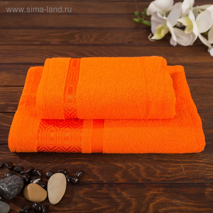 Комплект махровых полотенец в коробке Fiesta PREMIER 70х130, 50х90 см, оранжевый - Фото 1