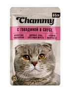 Влажный корм Chammy для кошек, говядина, кусочки в соусе, пауч, 85 г - Фото 1