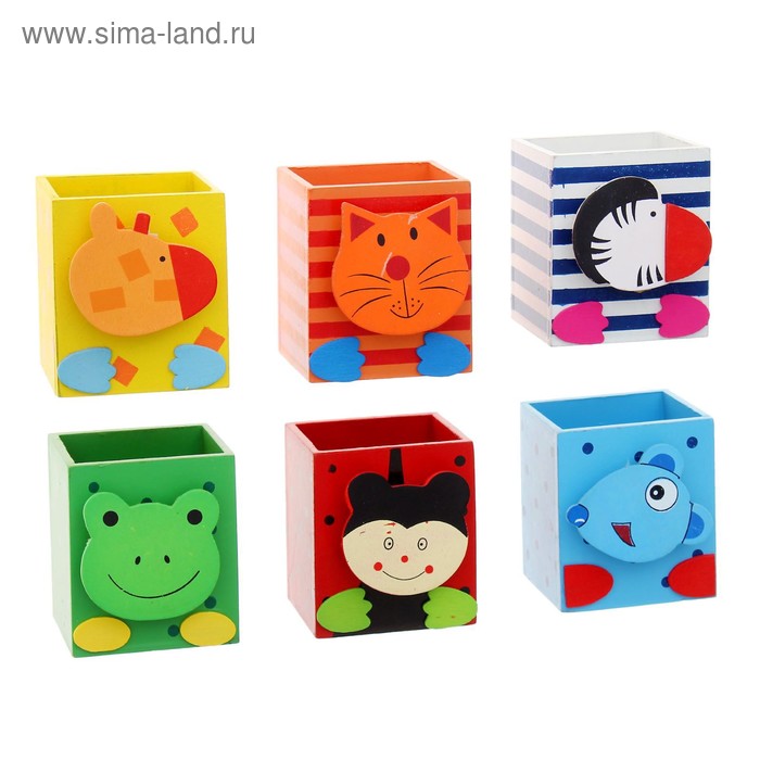 Карандашница "Звери с лапками" с прищепкой, МИКС - Фото 1