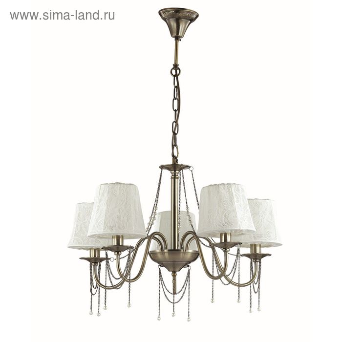 Люстра BASILIA E14 5х40W 220V бронзовый/ткань/декор. цепочки - Фото 1