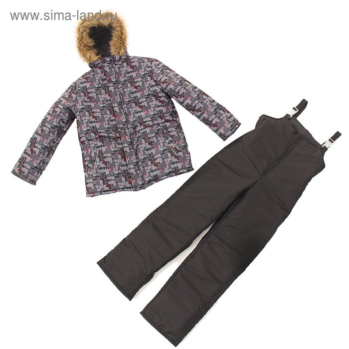 Костюм для мальчика (куртка, полукомбинезон), рост 158 см, принт чёрный КМ-59 - Фото 1