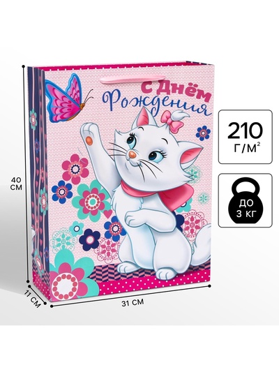 Пакет подарочный «С днём рождения», 31×40×11.5 см