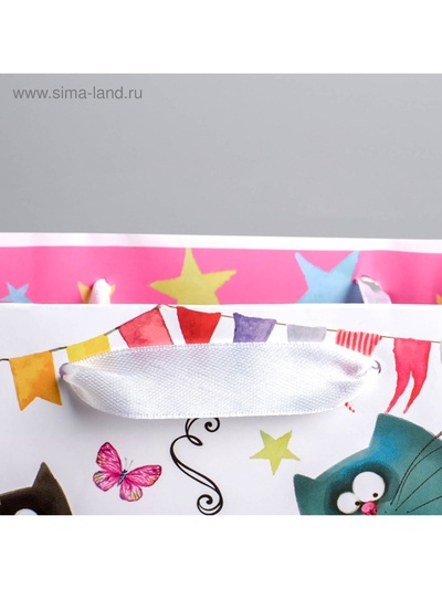 Пакет подарочный ламинированный, упаковка, «Забавные коты», ML 23×27×11.5 см