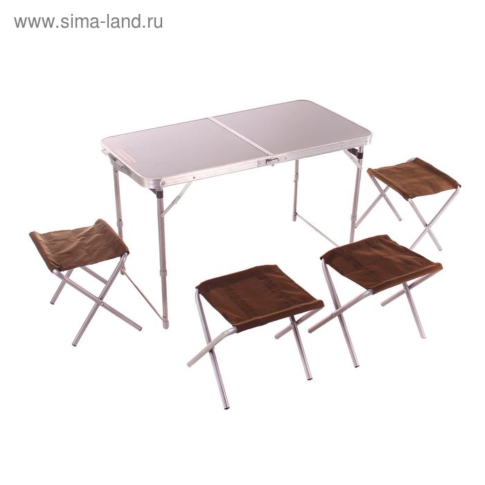 Набор: стол и 4 стула, МДФ ССТ-К, цвет металлик - Фото 1