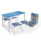 Набор: стол, 4 стула, цвет синий - Фото 3