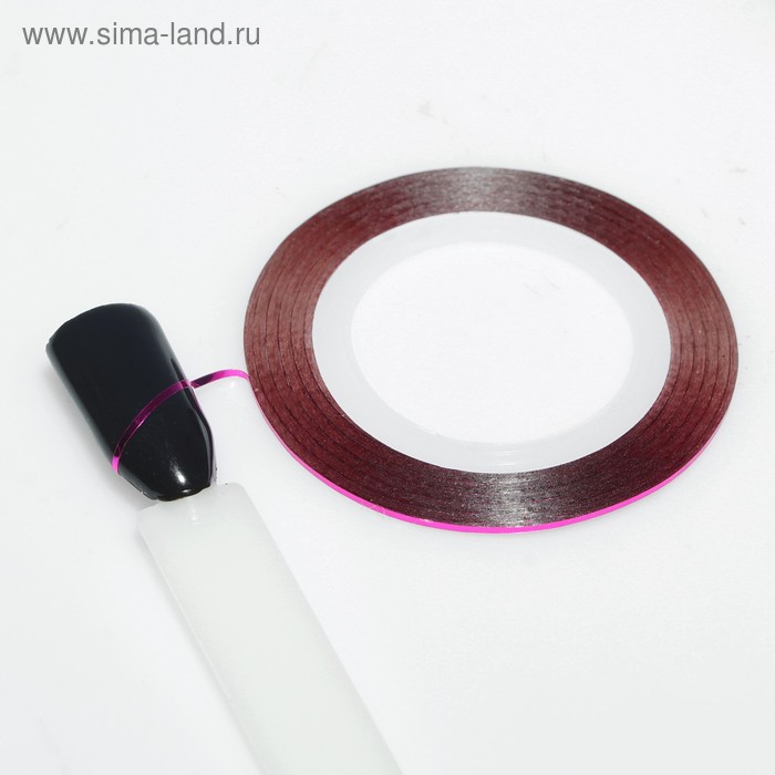 Лента клеевая для декора ногтей, 0,1 см, 18 м, цвет малиновый - Фото 1