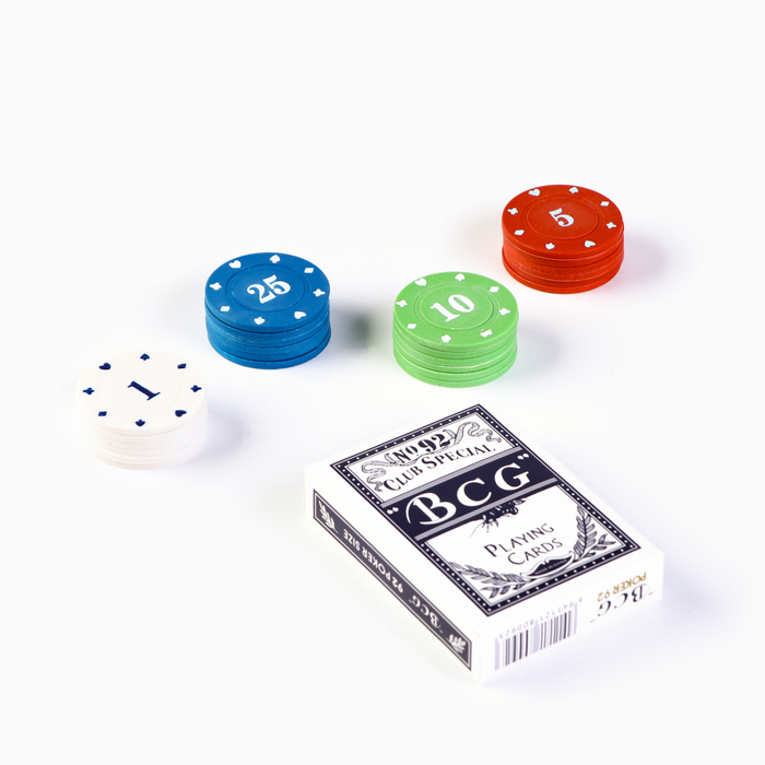 Покер, набор для игры (карты 54 шт, фишки 24 шт с номиналом) - Фото 1