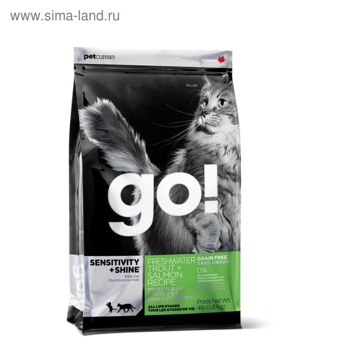 Корм  GO! для котят и кошек с чувствительным пищеварением с Форелью и Лососем 1,82 - Фото 1