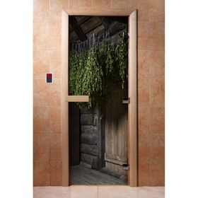 Дверь с фотопечатью, стекло 8 мм, размер коробки 190 × 70 см, правая, цвет А002